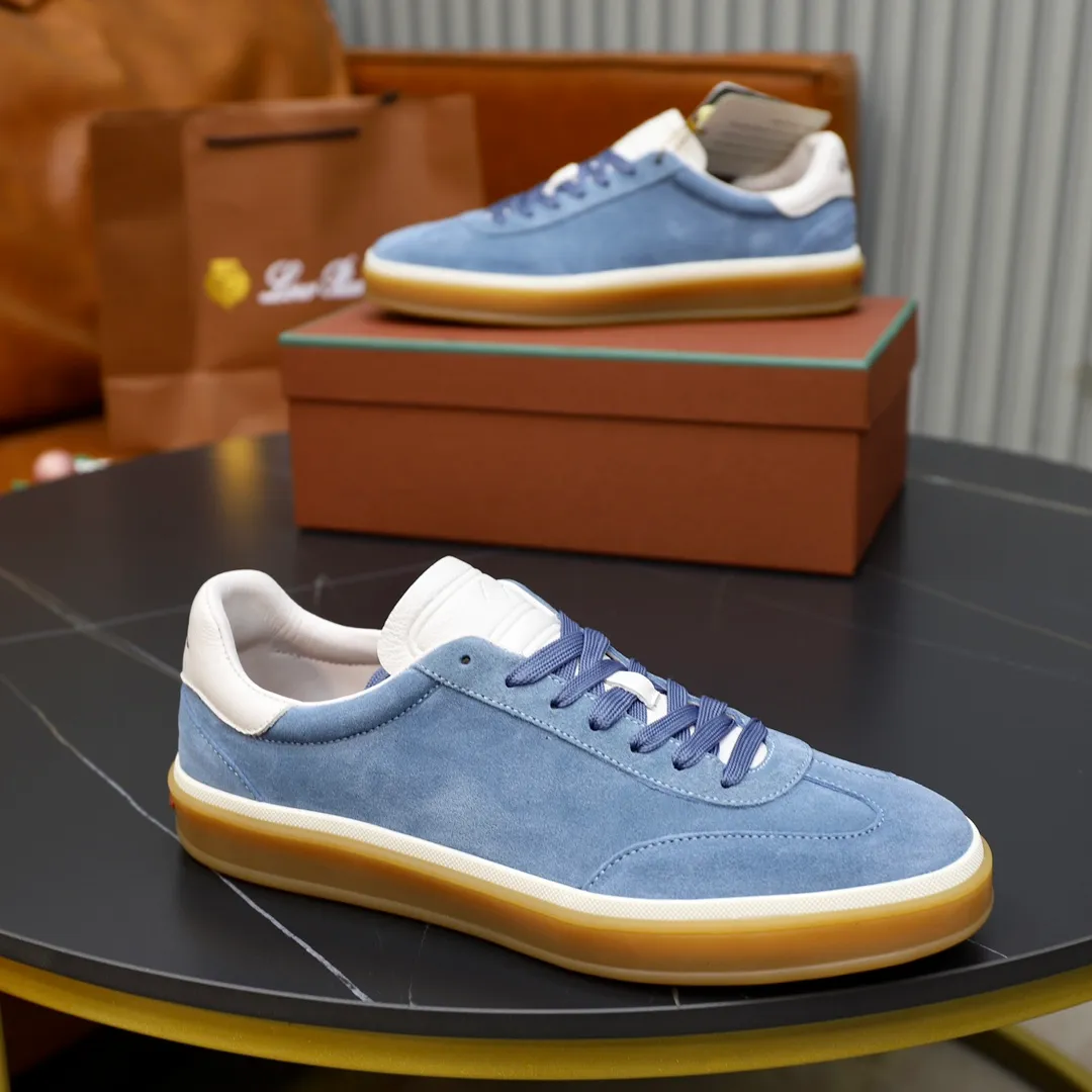 Men's Men's Shoes💰540💰••New Products•• LoroPian*_Noyo-Pianya New men's casual moral training sneakers, LP lace-up casual shoes!  Made of original imported soft cowhide and suede fabric, it highlights the sporty style. The heel is decorated with logo embossing and the original molding. The raw rubber translucent sole combined with the color welt adds a sense of modernity to the shoe. The shoe is overall refreshing and easy to match with style. It has a full cowhide lining for the feet. The original box packaging at the counter comes with wooden balls and a dust bag! Size: 38-44 (.45 customized)
